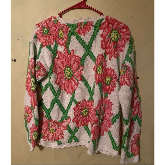 Vintage Lilly Pultizer Heavy Floral Sweater Cardigan sz Small - Picture 5 of 5